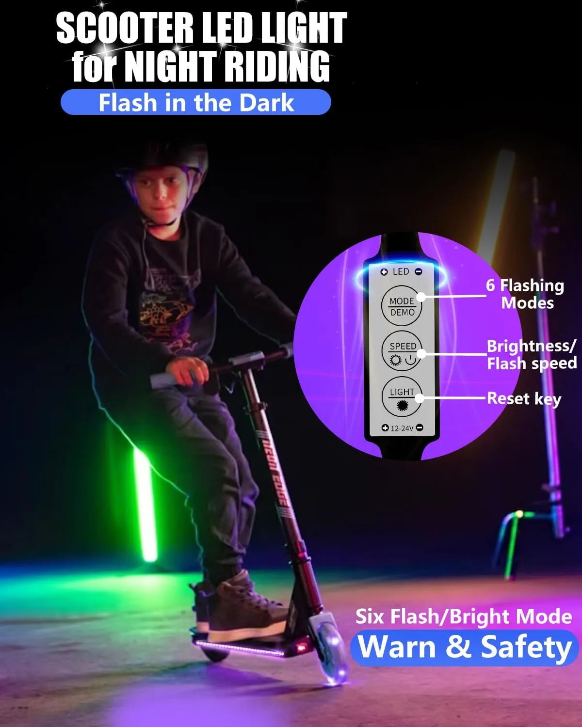 Keiurot Led Lights for Scooter Night Riding Electric Scooter LED Strip Light Led Light Strips 5V Flashing Mode for Outdoor