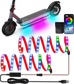 Keiurot Scooter LED Light Strips for Night Riding 5V High Bright Skateboard Lights APP Control RGBIC Waterproof Electric Scooter Accessories 2 in 1