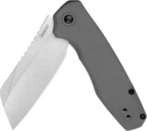 Kershaw Wharf Folding Pocket Knife, 2.8 inch 8Cr13Mov Steel Cleaver Style Blade, Grey GFN Handle, Pocketclip