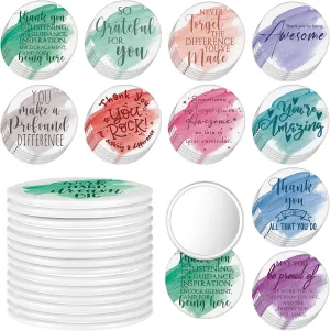 Kigley 50 Pcs CNA Week Appreciation Gifts Inspirational Compact Mirrors Bulk Round Pocket Mirror for Women Portable Makeup Mini Mirror for Nurse Graduation Employee Staff Teachers Coworker