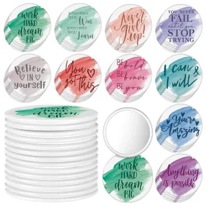 Kigley 50 Pcs Inspirational Compact Mirrors Bulk Employee Appreciation Gifts Round Portable Pocket Mirror for Women Makeup Glass Mini Travel Mirrors Thank You Gifts for Teachers Graduation CNA