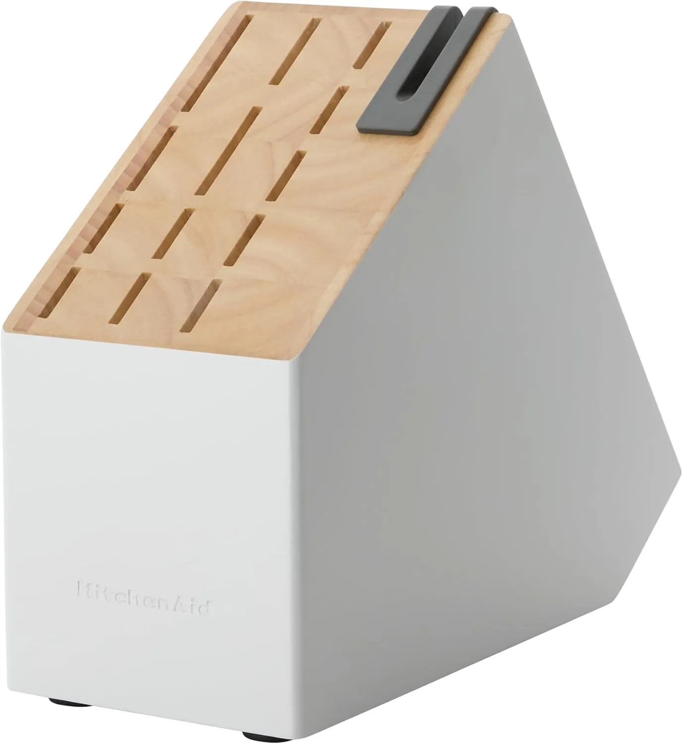 KitchenAid Slim Two-Tone Knife Block Set with Built-In Knife Sharpener, High Carbon Stainless Steel Kitchen Knives, Sharp Kitchen Knife Set with Block, 14-Piece, White