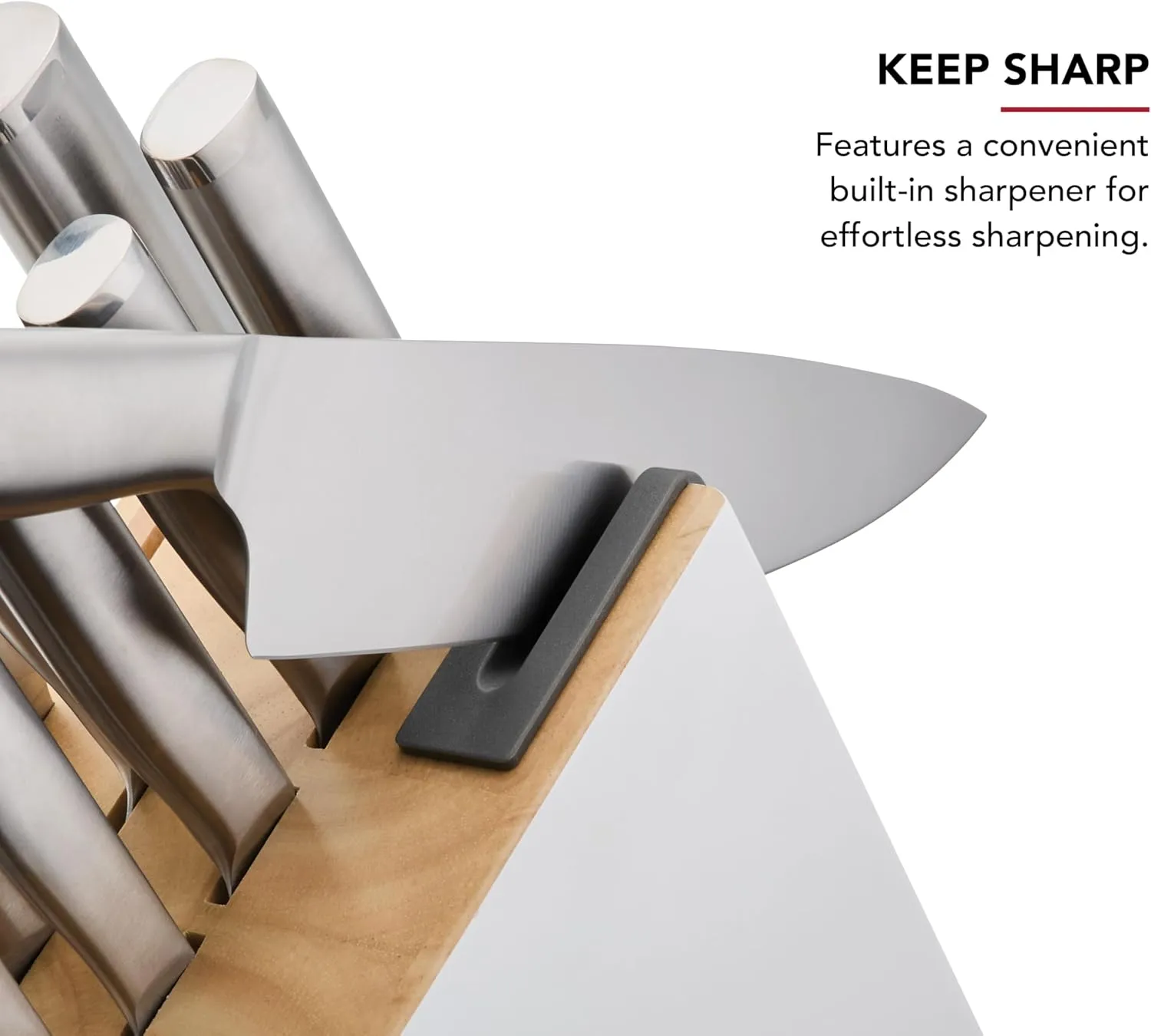 KitchenAid Slim Two-Tone Knife Block Set with Built-In Knife Sharpener, High Carbon Stainless Steel Kitchen Knives, Sharp Kitchen Knife Set with Block, 14-Piece, White