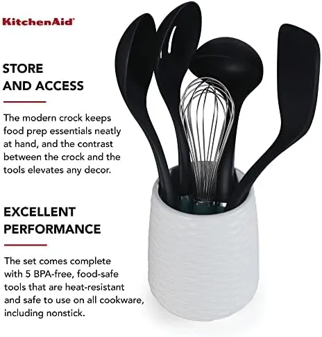 KitchenAid Tool and Gadget Set with Crock, 6-Piece, Aqua