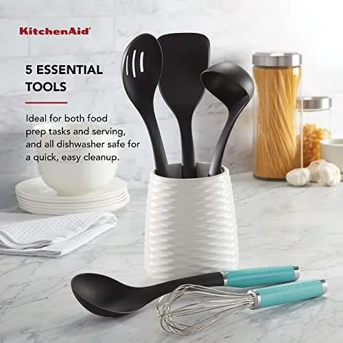 KitchenAid Tool and Gadget Set with Crock, 6-Piece, Aqua
