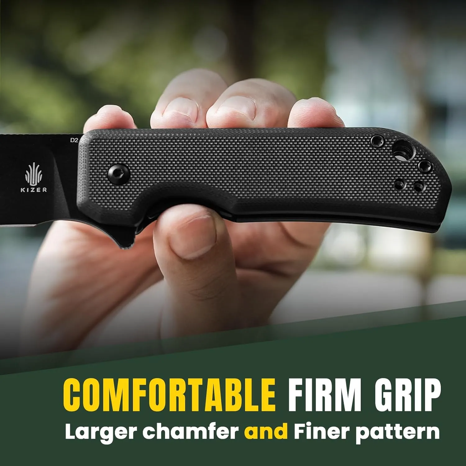 Kizer Nice Guy Pocket Folding Knife, 2.84” D2 Steel Blade knives, G10 Handle Small EDC Knife, Liner Lock Flipper Knives for Men Women, Sharp Camping Hiking Hunting Survival Knives V3011M1