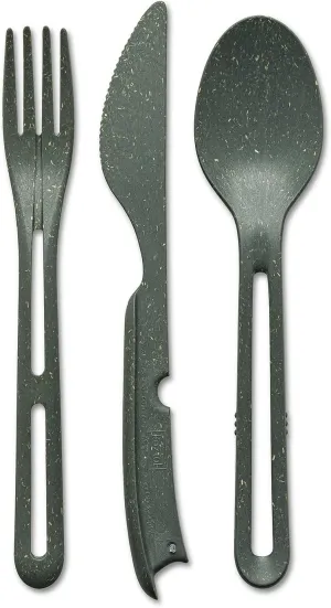 Koziol 8003701 KLIKK File Plastic, Reusable, Knife, Fork, Spoon, Outdoor, Camping, Picnic, Hiking, Vacation, Lunch to go, Cutlery Set of Three