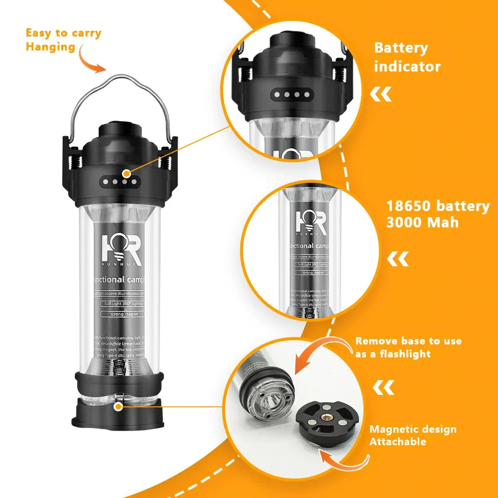 KRC CAMP Outdoor LED Camping Light – Portable Lantern with Tripod & USB Charging