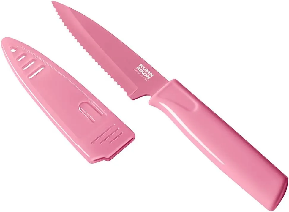 KUHN RIKON 23366 Paring Knife Colori Serrated, Bubble Gum PinkKUHN