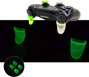 L2 R2 Triggers Ps4 Glowing Triggers Replacement (2 Pairs Fluorescence Trigger Extender, 6Pcs Thumbstick Grips, 2 Pairs LED Decal) for Ps4 Dualshock Controller(Glow Light Green&Glow Green)