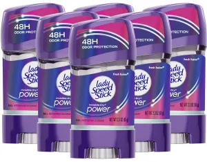 Lady Speed Stick Invisible Dry Power Antiperspirant Deodorant Gel for Women, Fresh Fusion - 2.3 ounce (6 Pack)