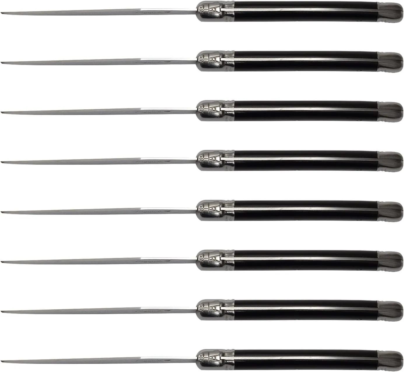 Laguiole Laguiole Steak Knife Set, Stainless Steel, Black Handles,8 Pieces Black