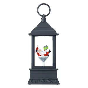 Lantern Exclusive options 9"H Water Martini Cup Plastic Santa in LED Sophisticated