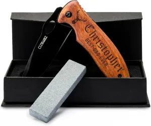 Lara Laser Works Pocket Knife for Men Personalized - 36 Icon & 20 Font Option - Men Gifts from Daughter and Son