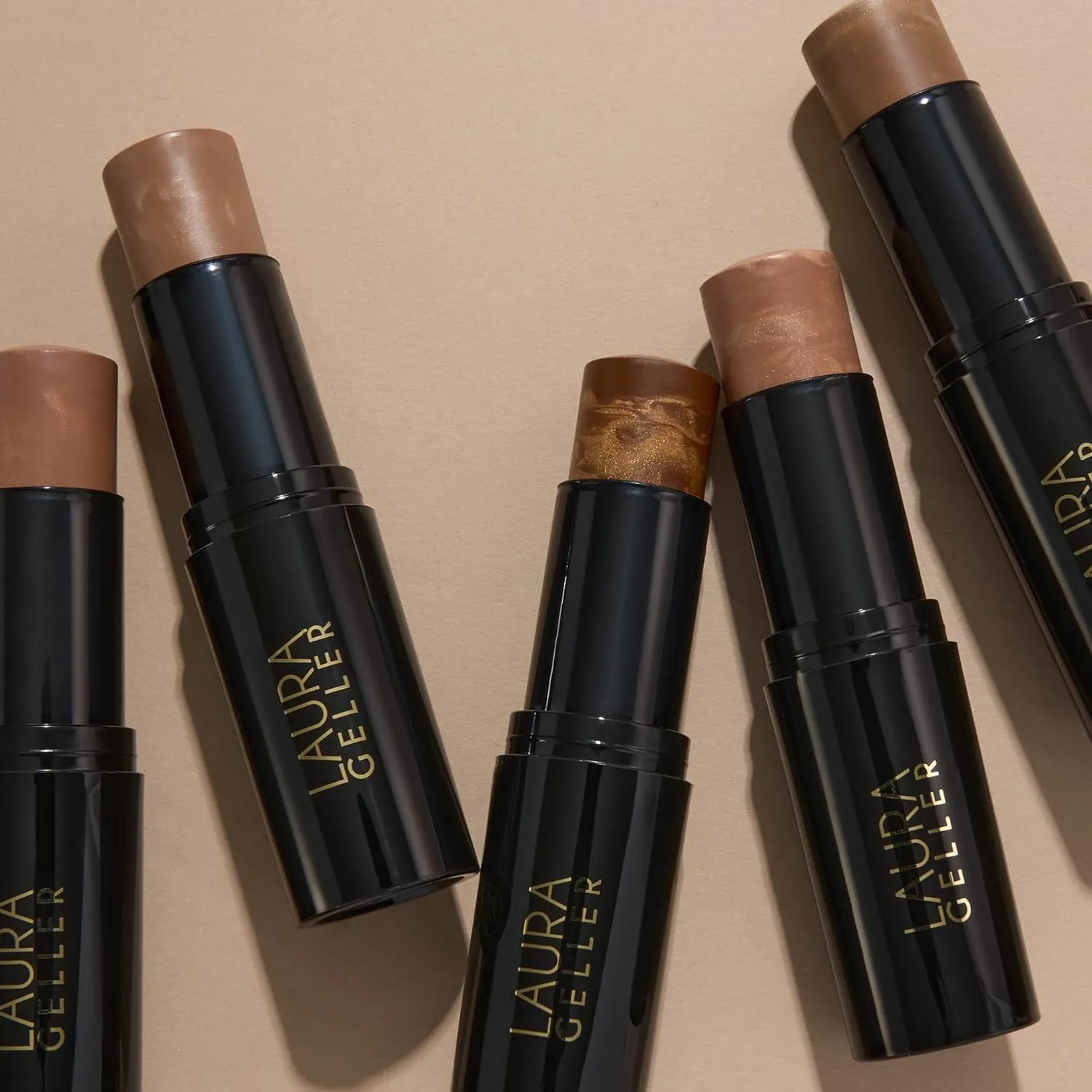 LAURA GELLER Italian Marble Bronzer Makeup Stick | Cream Finish Marbleized Contour for Natural Glow D'oro Glow