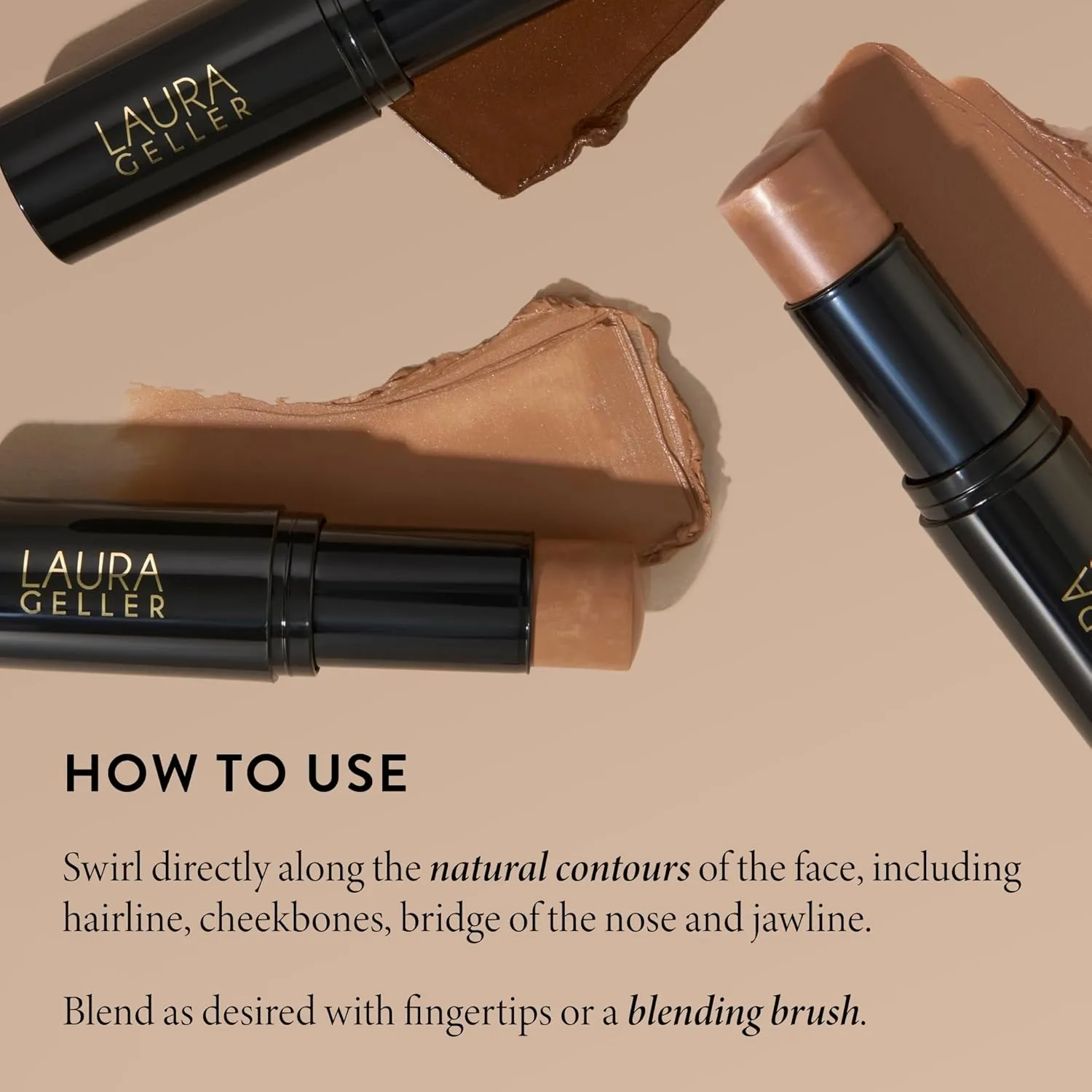 LAURA GELLER Italian Marble Bronzer Makeup Stick | Cream Finish Marbleized Contour for Natural Glow D'oro Glow