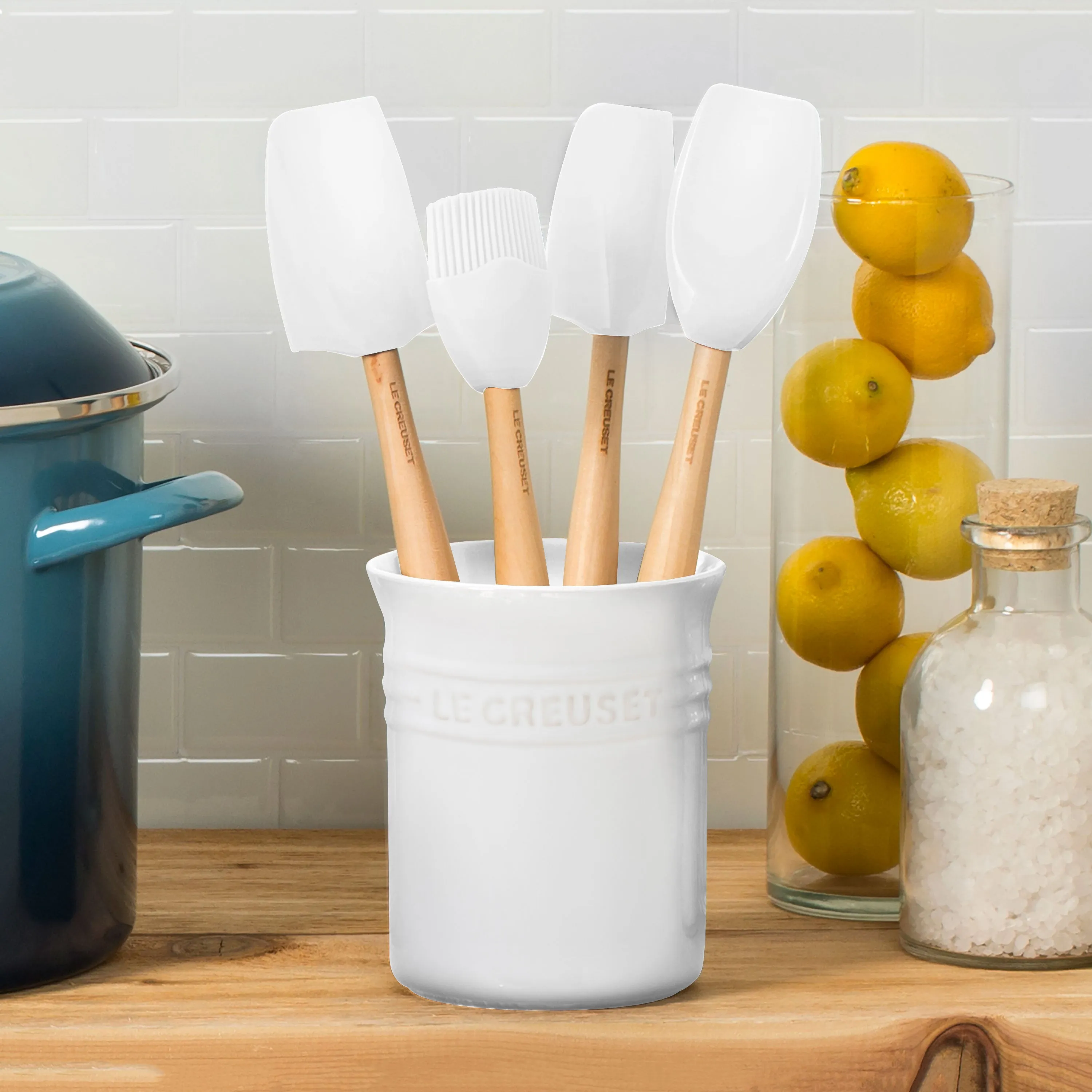 Le Creuset 5 Piece White Silicone Utensil Set