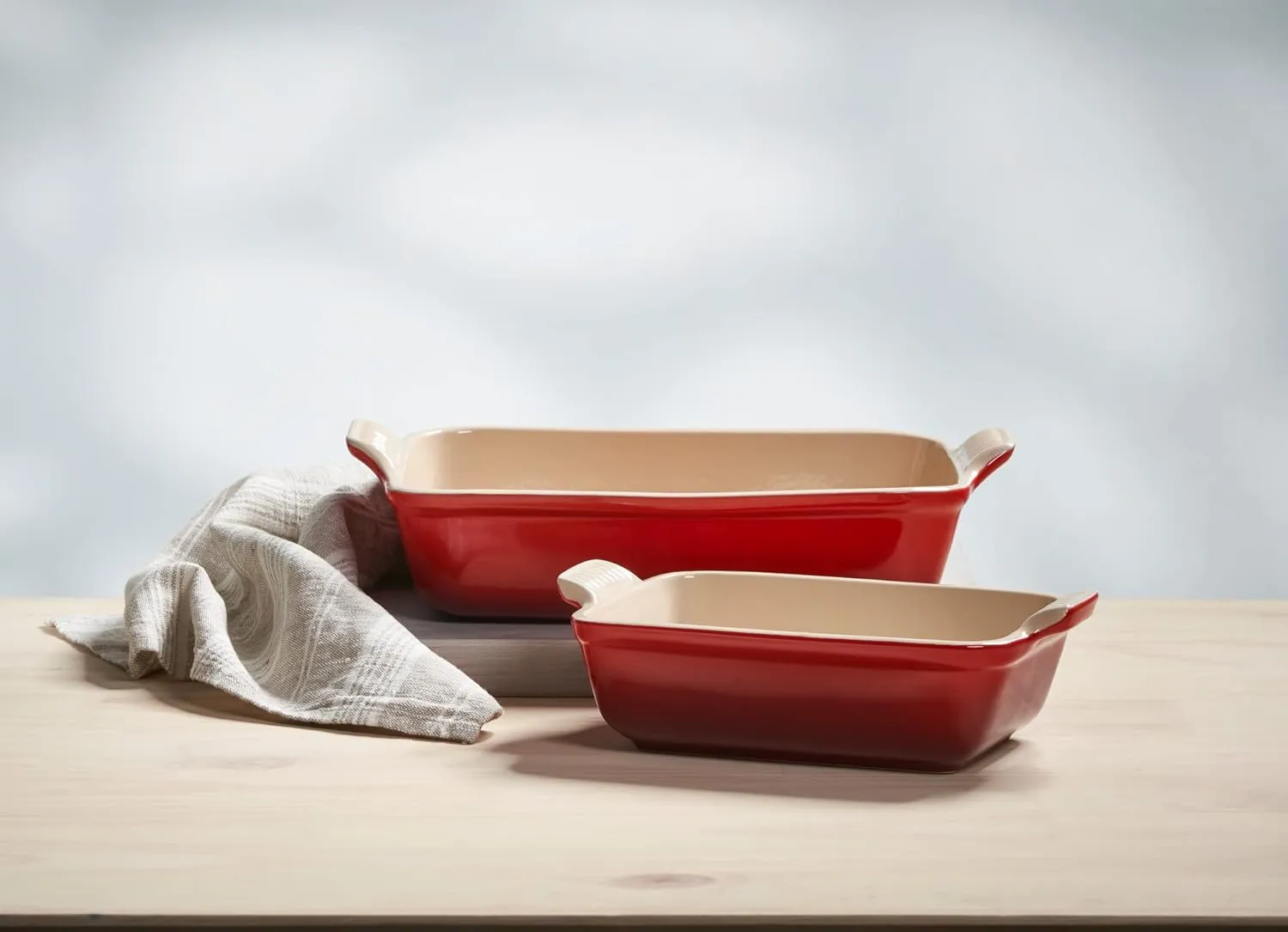 Le Creuset Stoneware Heritage Set 3 Rectangular Dishes, Cerise