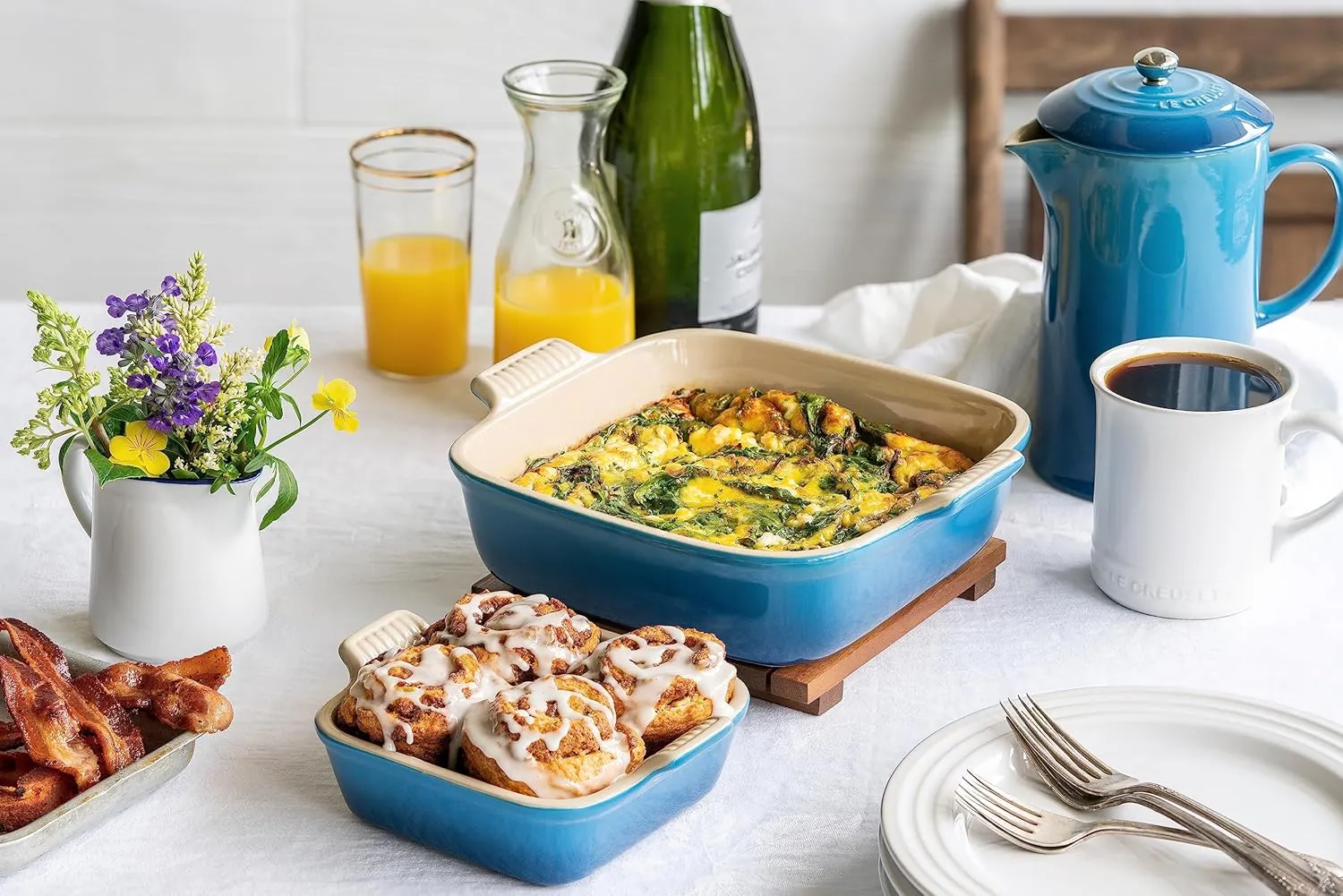 Le Creuset Stoneware Heritage Set of 2 Square Dishes , Small - 18 oz. & Medium - 2 qt., Deep Teal