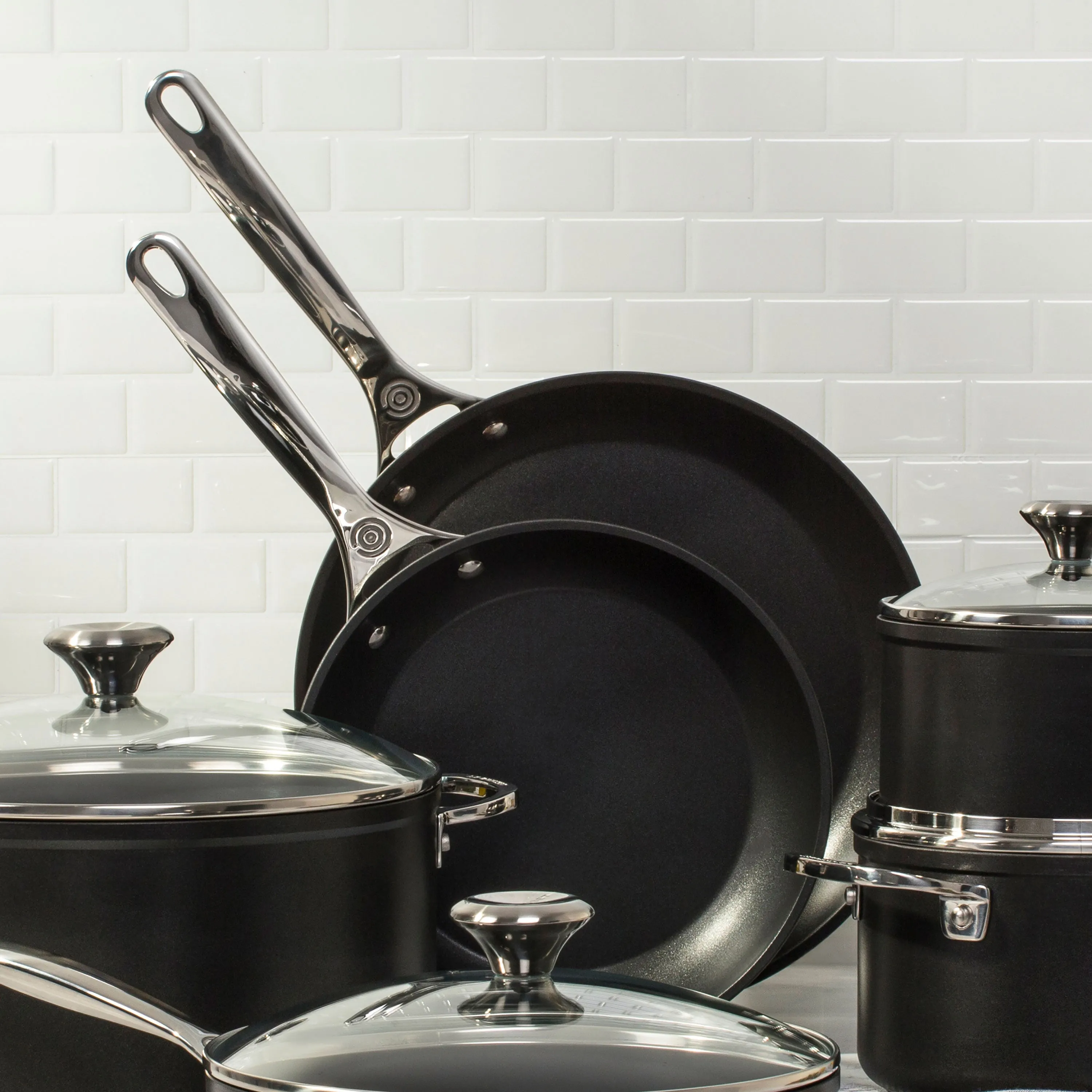 Le Creuset Toughened Nonstick Pro 8 & 10" Skillet Set with Lids