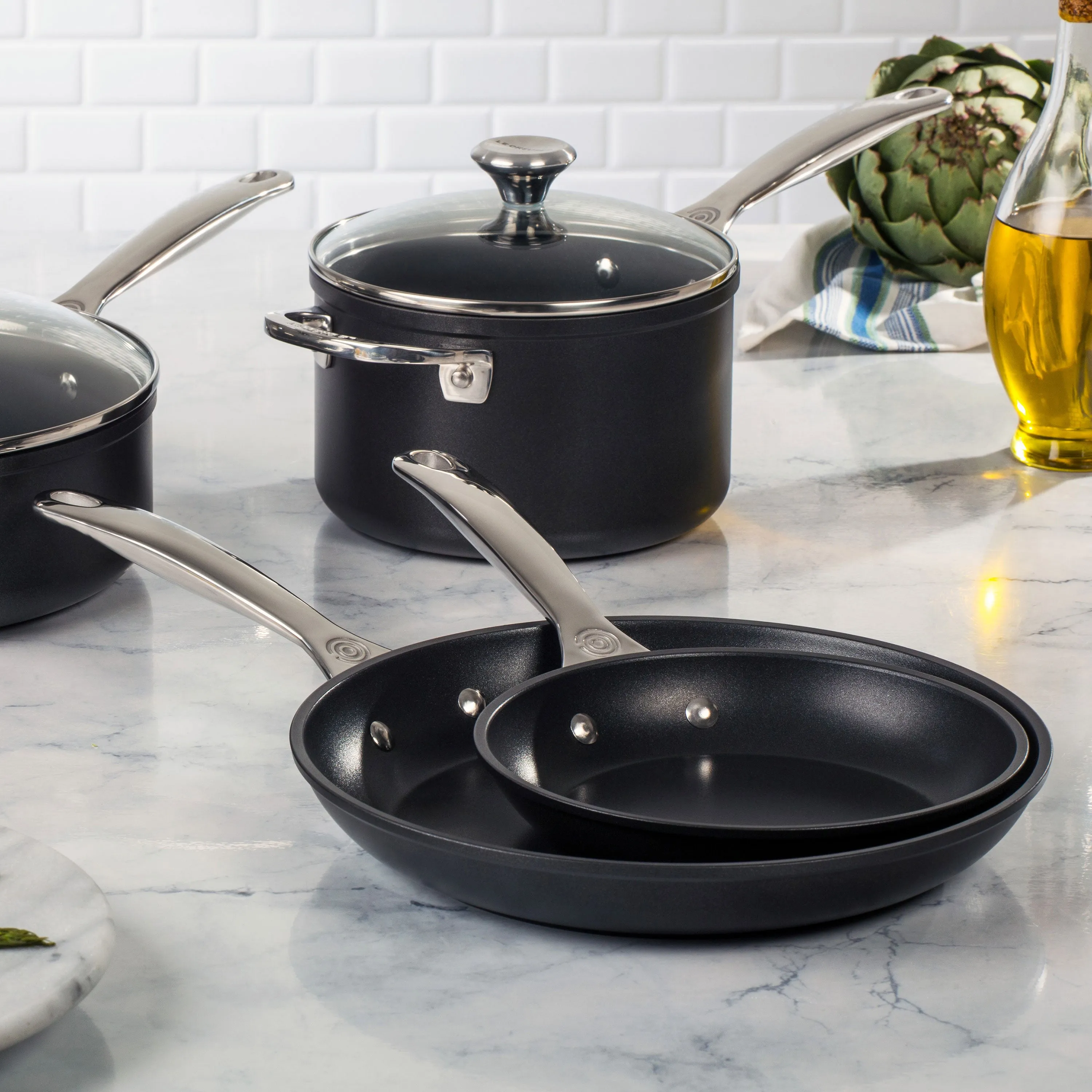 Le Creuset Toughened Nonstick Pro 8 & 10" Skillet Set with Lids