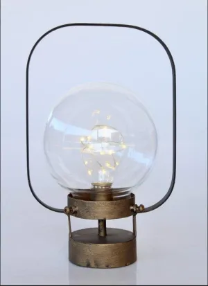 LED Battery Operated Round Glass Lantern