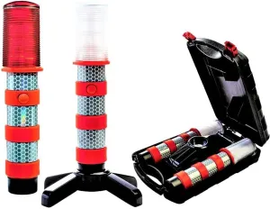 LED Emergency Roadside Flares Safety Strobe Light, Super Bright Battery Roadside Beacon Alert Flare Light Can Be Seen A Mile Away, Comes With A Convenient Carrying Kit, 2 Pack