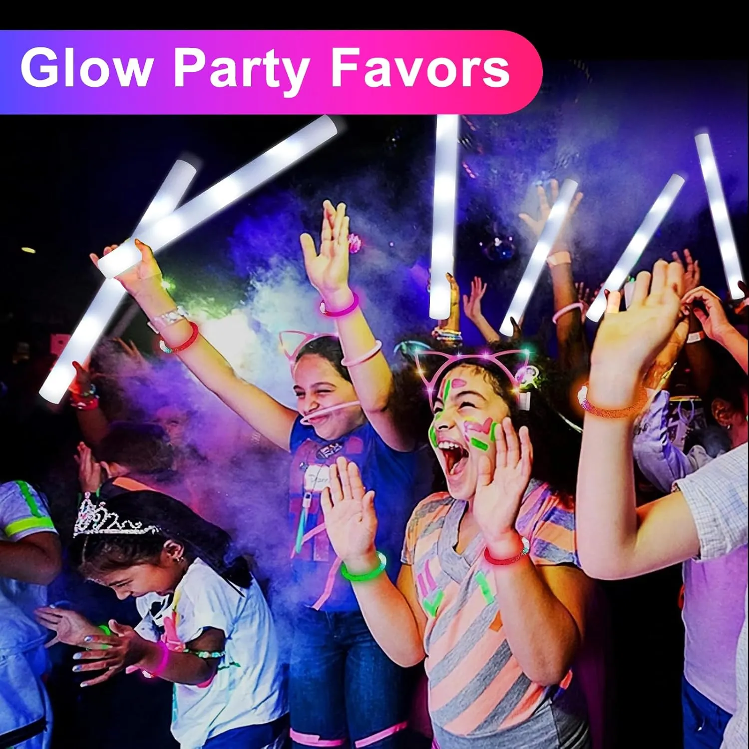 LED Foam Glow Sticks, Bulk Glow Sticks, LED Light Sticks, Flashing Light-Up Sticks for Concerts, Weddings, Raves, Carnivals, Halloween, Birthdays (White-30pcs)