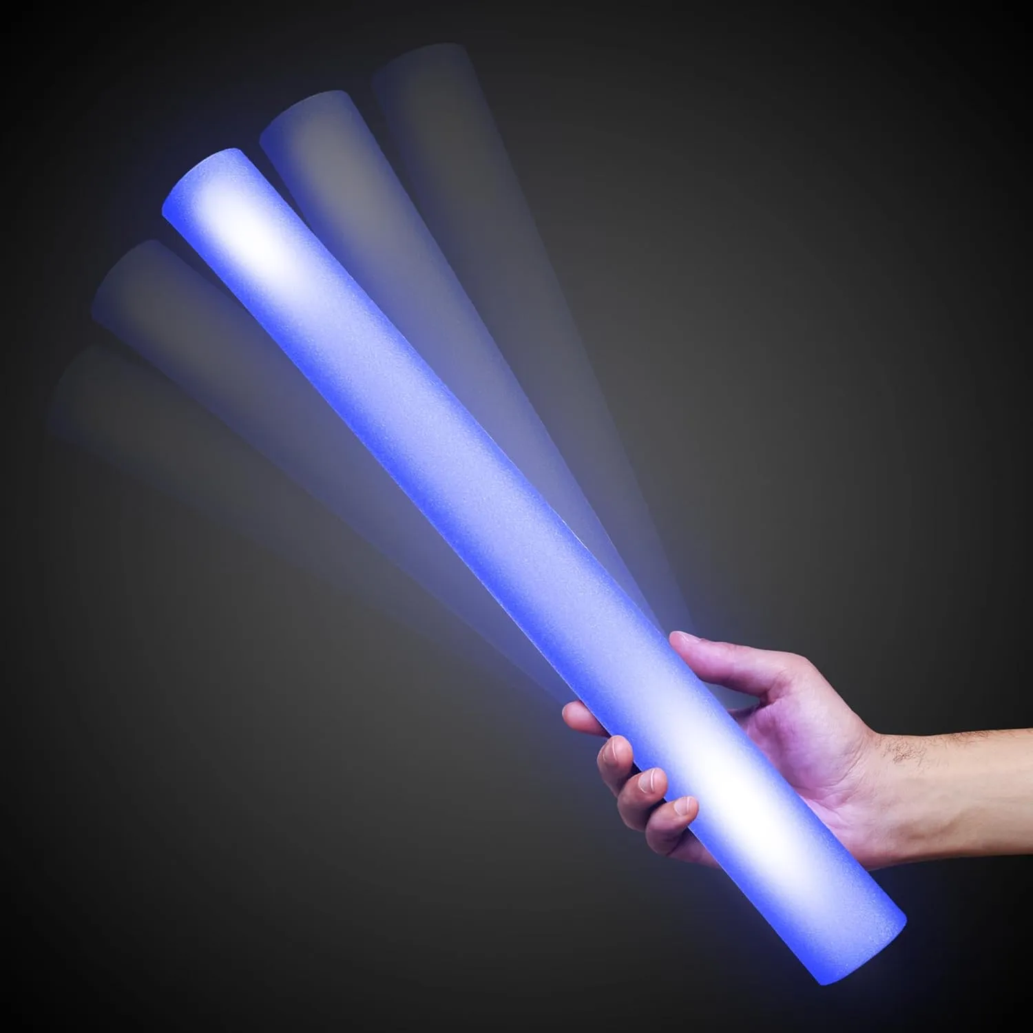 LED Foam Sticks - 12 Pack, 16-Inch, 3 Light-Up Modes For Mardi Gras & St Patricks Day (Blue)