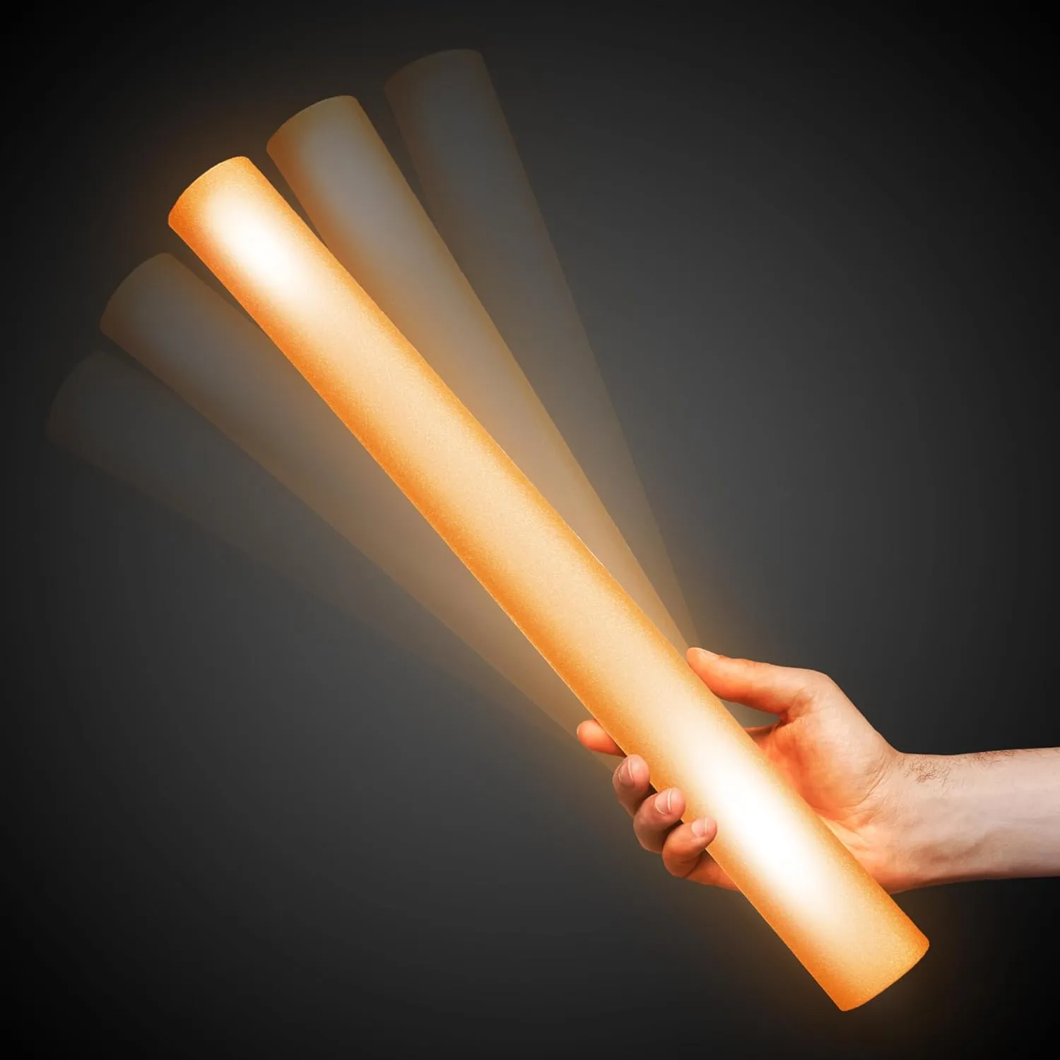 LED Foam Sticks - 12 Pack, 16-Inch, 3 Light-Up Modes For Mardi Gras & St Patricks Day (Orange)