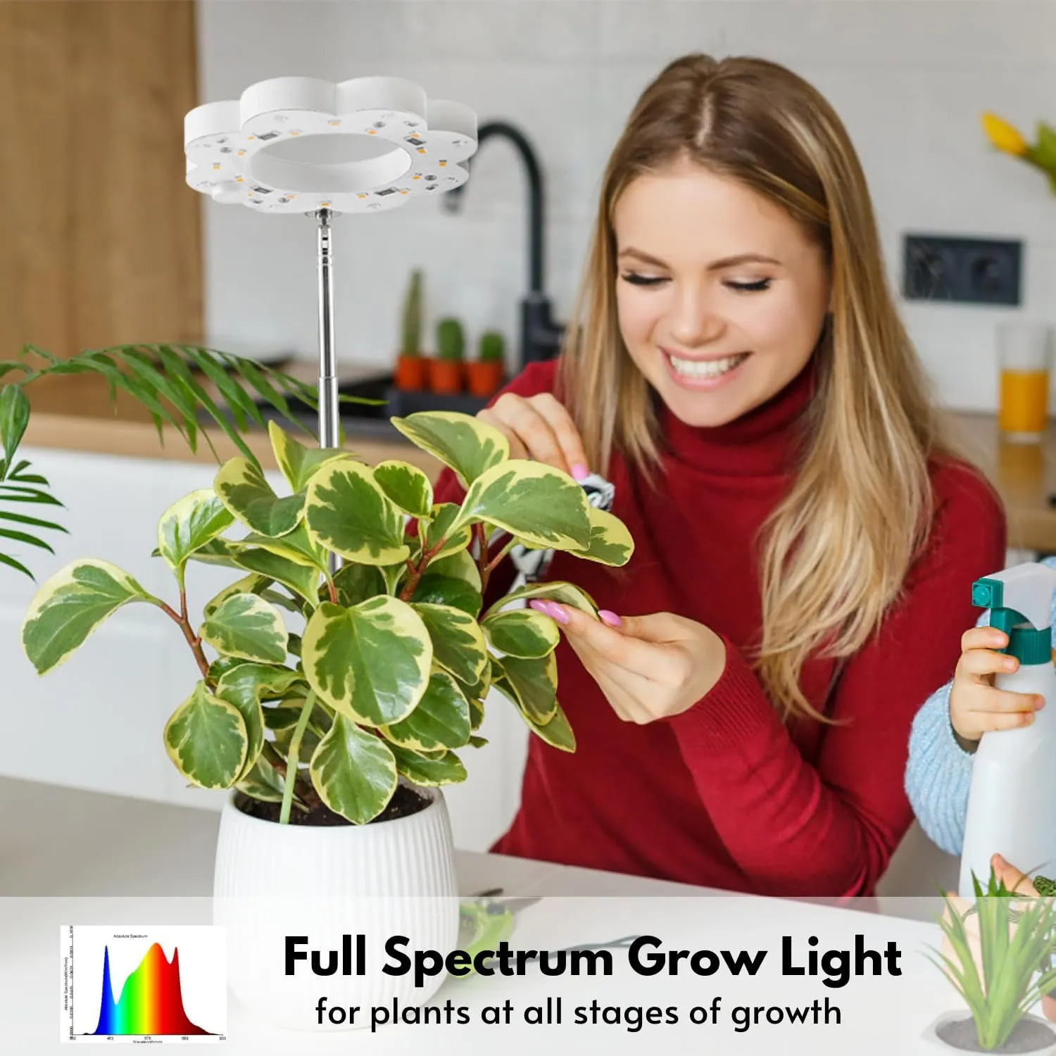 LED Grow Light for Indoor Plants, Full Spectrum Plant Lights Indoor with Metal Stand, Dimmable Plant Grow Lights with Auto Timer, Small Plant Grow Lamp for Indoor Growth (Without Adapter)