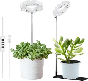 LED Grow Light for Indoor Plants, Full Spectrum Plant Lights Indoor with Metal Stand, Dimmable Plant Grow Lights with Auto Timer, Small Plant Grow Lamp for Indoor Growth (Without Adapter)
