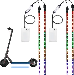 LED Lights for Scooter - 4 Pcs Electric Strip Light Battery Operated, Colorful, Can Be Cropped, Chassis Decorative Lamp for Night Riding