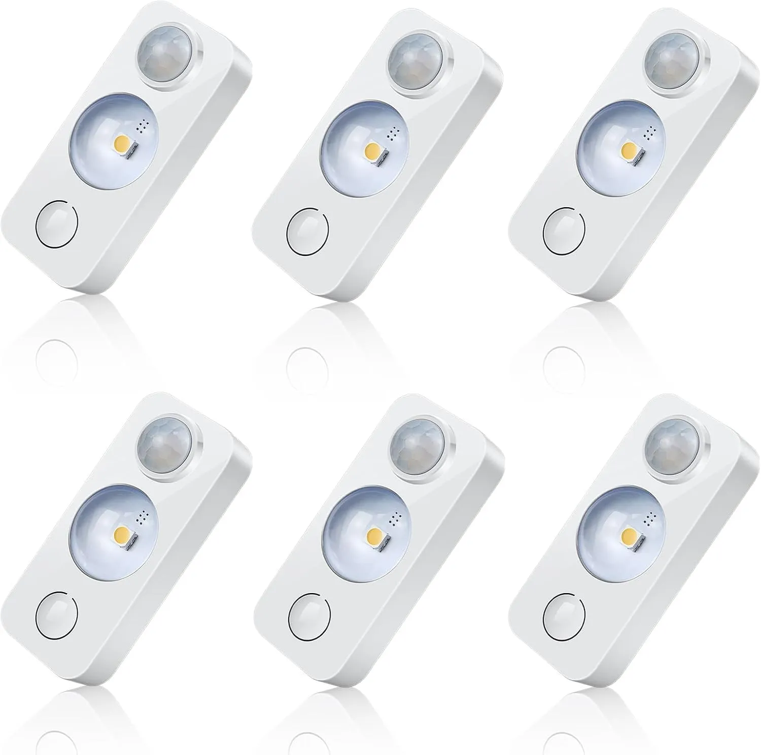 LED Motion Sensor Puck Lights, Rechargeable Cabinet Lights, Stick on Wireless LED Night Light for Closet, Drawer, Shelf, Under Cabinet, Warm White 6Pack, USB Charging Cord Included