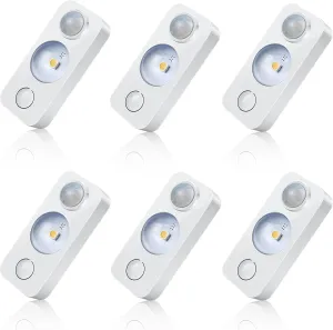 LED Motion Sensor Puck Lights, Rechargeable Cabinet Lights, Stick on Wireless LED Night Light for Closet, Drawer, Shelf, Under Cabinet, Warm White 6Pack, USB Charging Cord Included