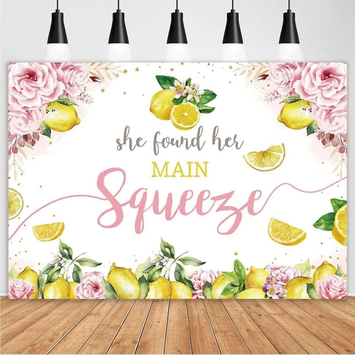 Lemon Bridal Shower Backdrop She Found Her Main Squeeze Party Decorations Lemon Happy Birthday Backdrop Bride to Be Wedding Engagement Party Banner Newborn Cake Smash Banner,7x5 Feet