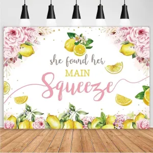 Lemon Bridal Shower Backdrop She Found Her Main Squeeze Party Decorations Lemon Happy Birthday Backdrop Bride to Be Wedding Engagement Party Banner Newborn Cake Smash Banner,7x5 Feet