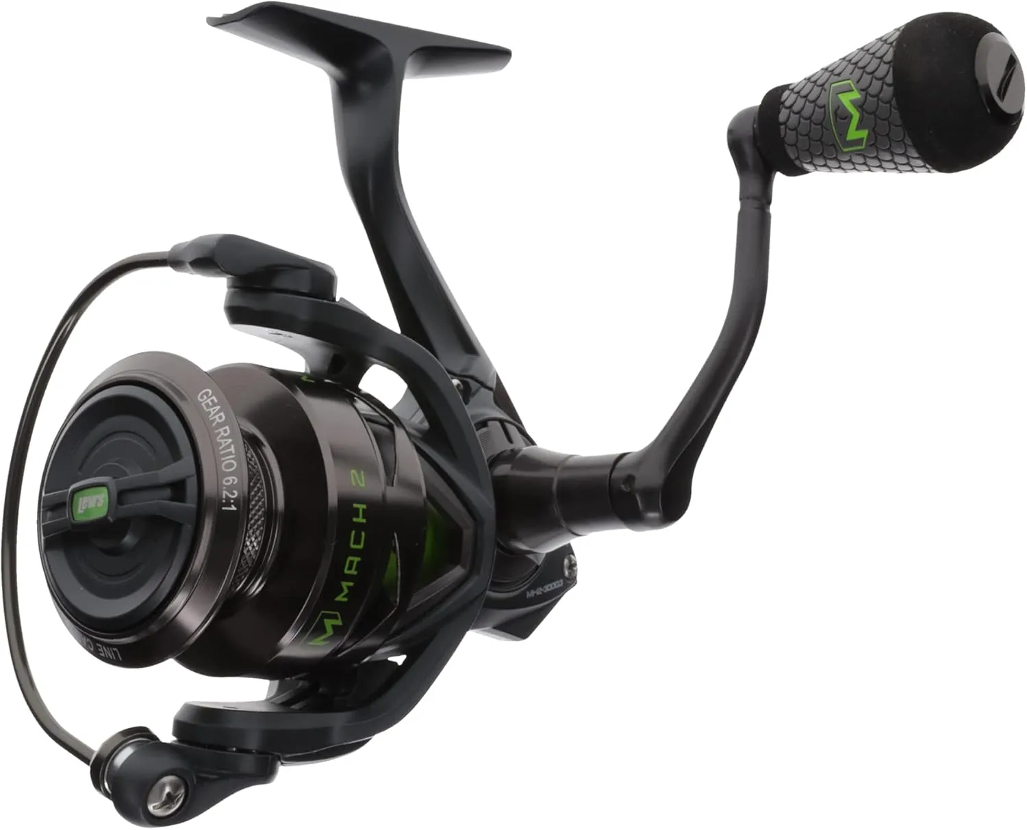 Lew's Mach 2 Spinning Fishing Reel, 9 1 Stainless Steel Ball Bearings, 6.2:1 Gear Ratio, Right or Left-Hand Retrieve, Black/Green