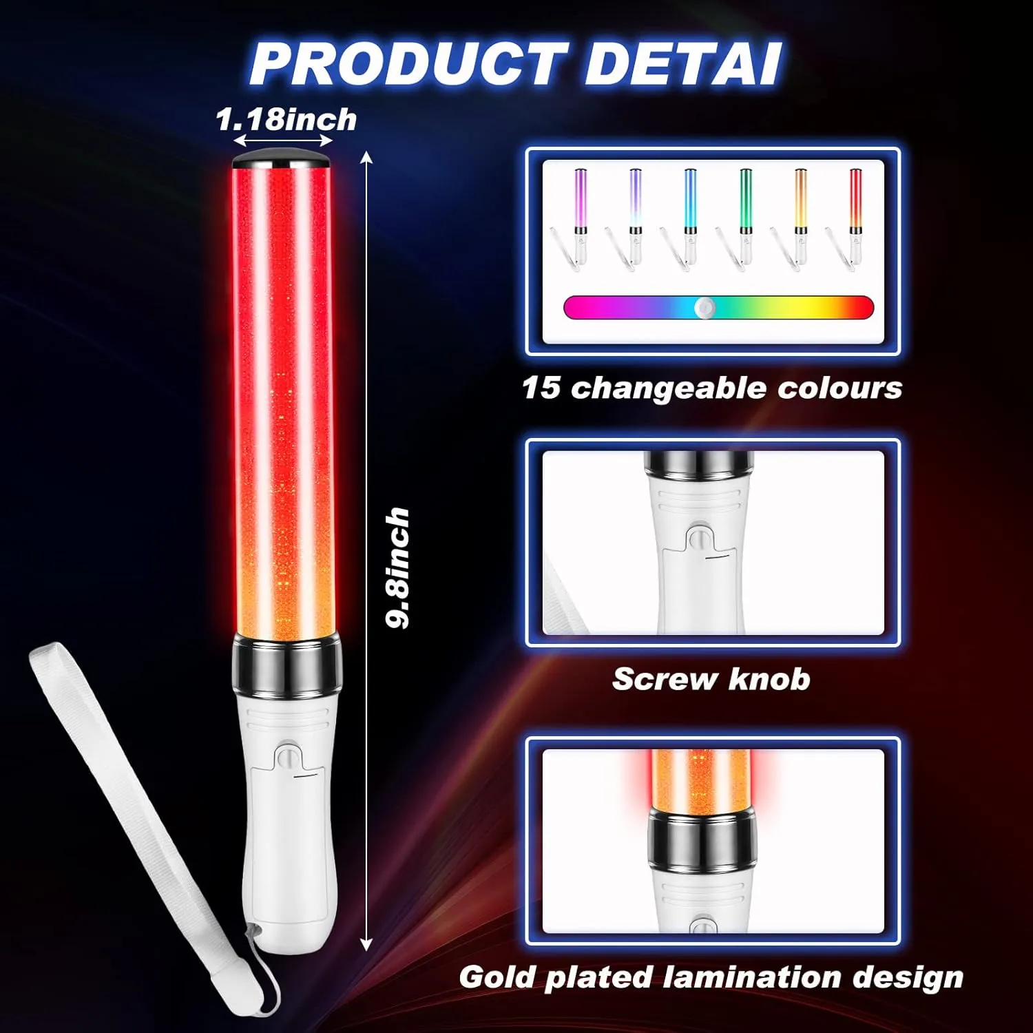 Lewtemi 6 Pcs Reusable Light Sticks 15 Color 2 Lighting Modes Multicolor LED Flashing Bright Glow Lightsticks for Concert Glow in the Dark Party Favor Supplies