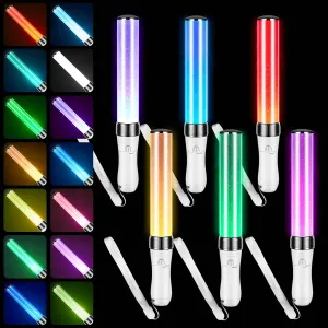 Lewtemi 6 Pcs Reusable Light Sticks 15 Color 2 Lighting Modes Multicolor LED Flashing Bright Glow Lightsticks for Concert Glow in the Dark Party Favor Supplies