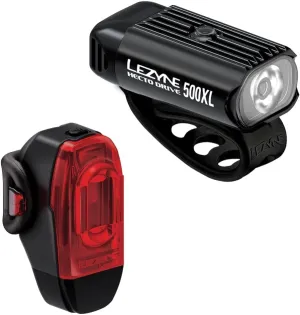 Lezyne Hecto Drive 500XL and KTV Drive  Bicycle Light Set, Front and Rear Pair, 500/40 Lumen, USB/USB-C Rechargeable (1-LED-9P-V1604)