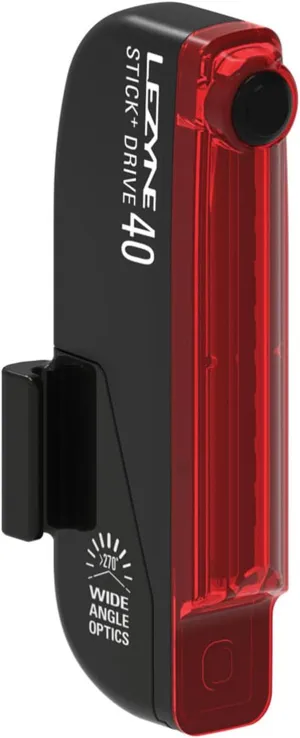 LEZYNE Stick Drive Rear Light - Bicycle USB Rechargeable Durable Weather-Resistant IPX7 White LED Tail Light with 2 Solid & 5 Flash Modes | Magnetic Clip Mount/Seat Clamp Mount | 30/40 Lumens