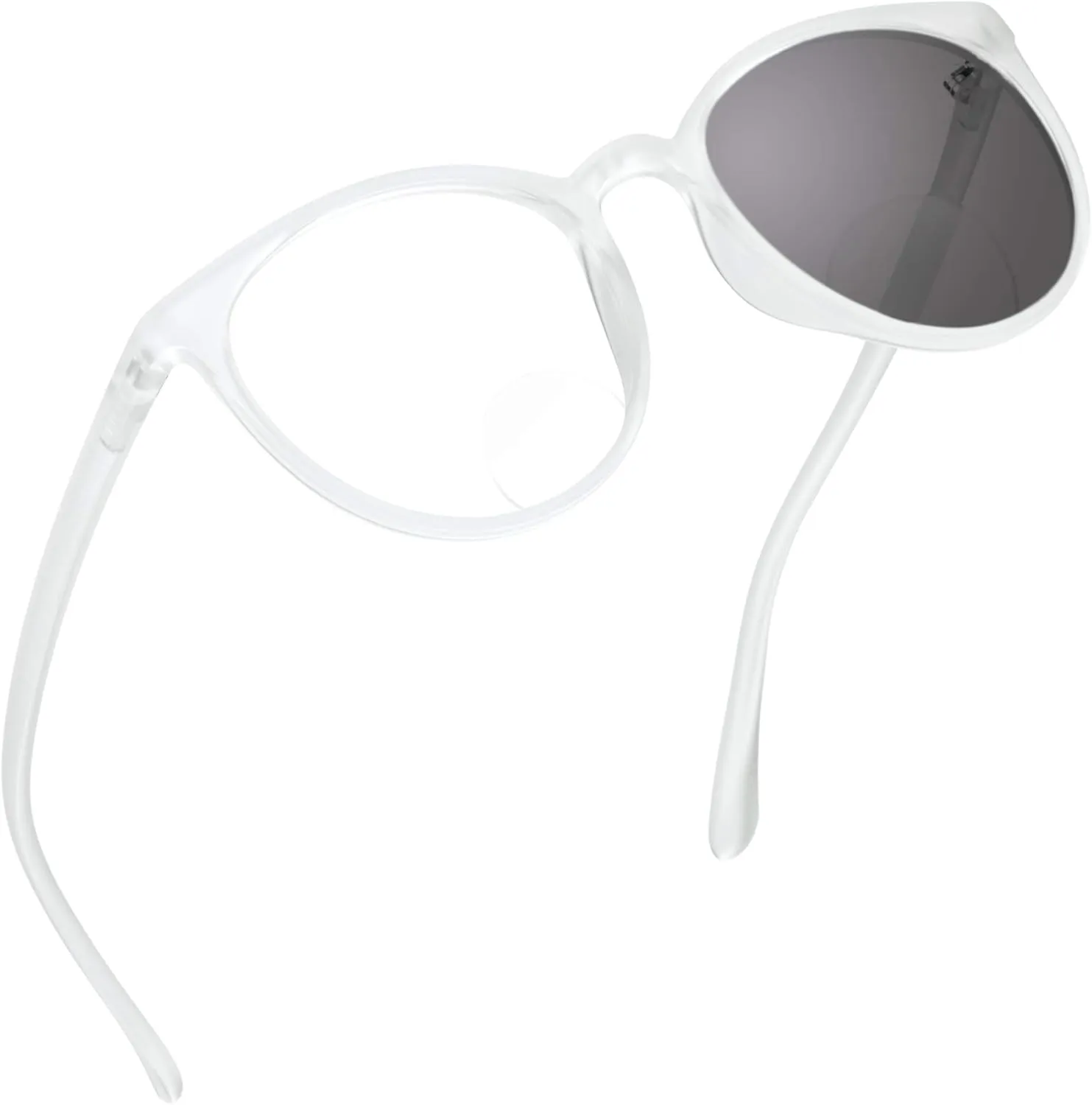 LifeArt Bifocal Reading Glasses, Transition Photochromic Dark Grey Sunglasses, Dual-use for Outdoor UV Protection, Computer Reading Glasses, Reduce Glare, (Clear, 0.50/ 2.25)
