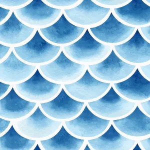 Light Blue Fish Scale Peel and Stick Tile Backsplash Wallpaper 17.5"x102" Mermaid Scales Stick on Backsplash for Bedroom Bathroom Removable Ocean Contact Paper for Cabinets and Drawers