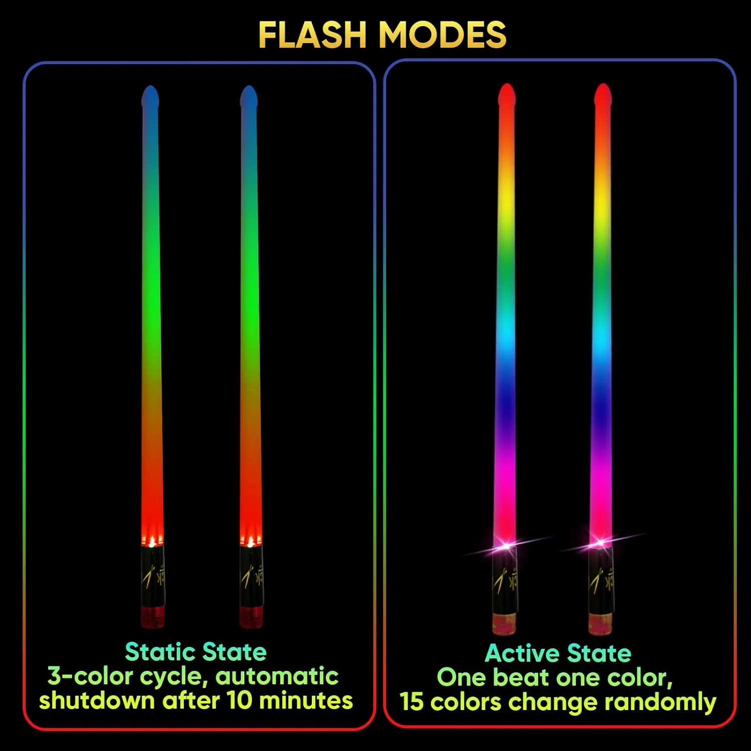 Light Up Drum Sticks Rechargeable 15 Color Changing Led Personalized Drumsticks for Adults Kids Drummer Gifts Drum Accessories