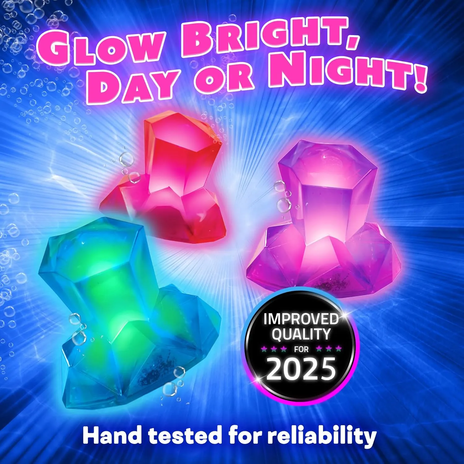Light Up Pool Toys & Diving Toys: Dive Diamonds | Ages 5  | Glow in The Dark Gems for Kids | Swimming Pool Games for Girls & Boys | Dive Sticks & Glow Stick Alternative | Bright & Reusable!