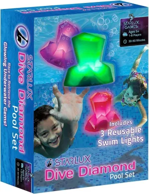 Light Up Pool Toys & Diving Toys: Dive Diamonds | Ages 5  | Glow in The Dark Gems for Kids | Swimming Pool Games for Girls & Boys | Dive Sticks & Glow Stick Alternative | Bright & Reusable!