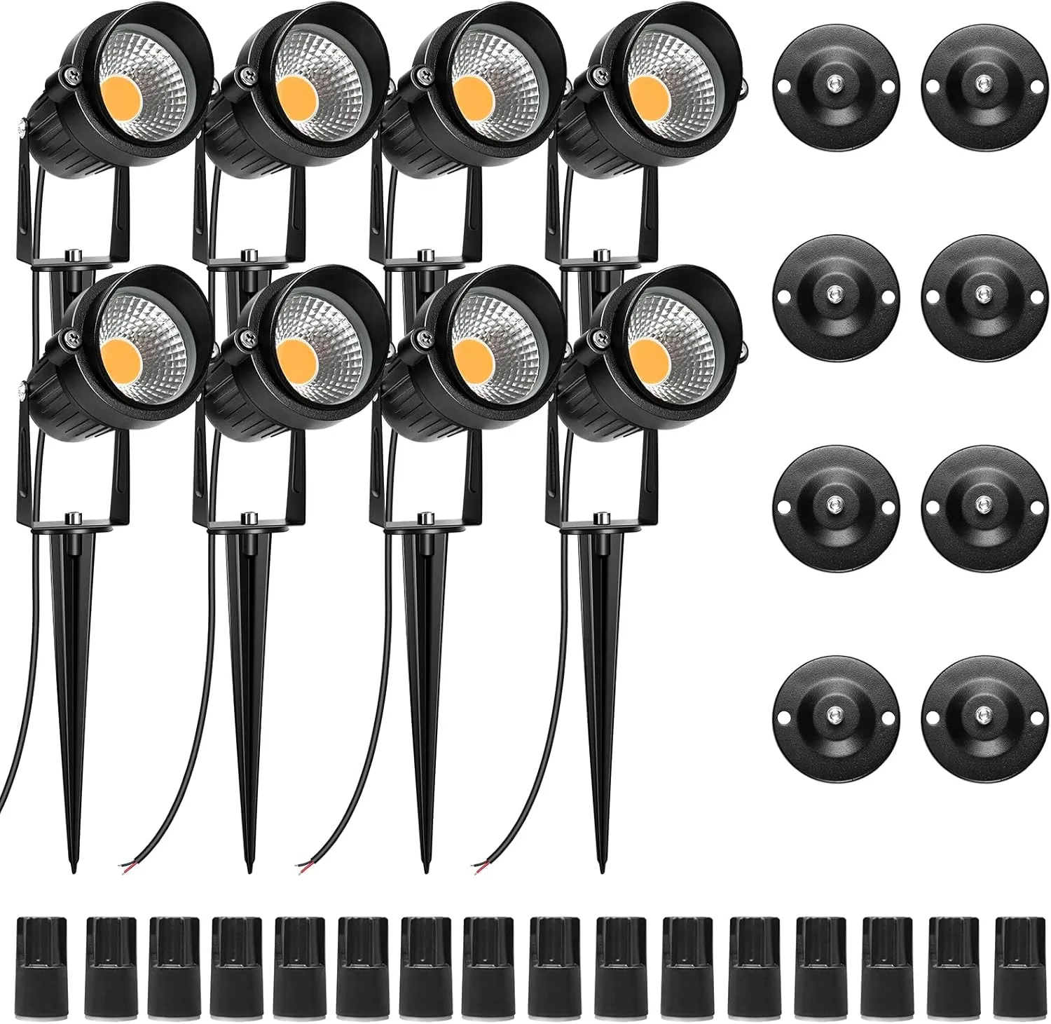 LightingWill 5W Landscape Lighting, Warm White 3000K-3500K, DC 12V LED Low Voltage Landscape Lights, IP65 Waterproof Pathway Lights for Outdoor Garden, Yard, Fence, House, Lawn, Tree, Flags (8 Pack)