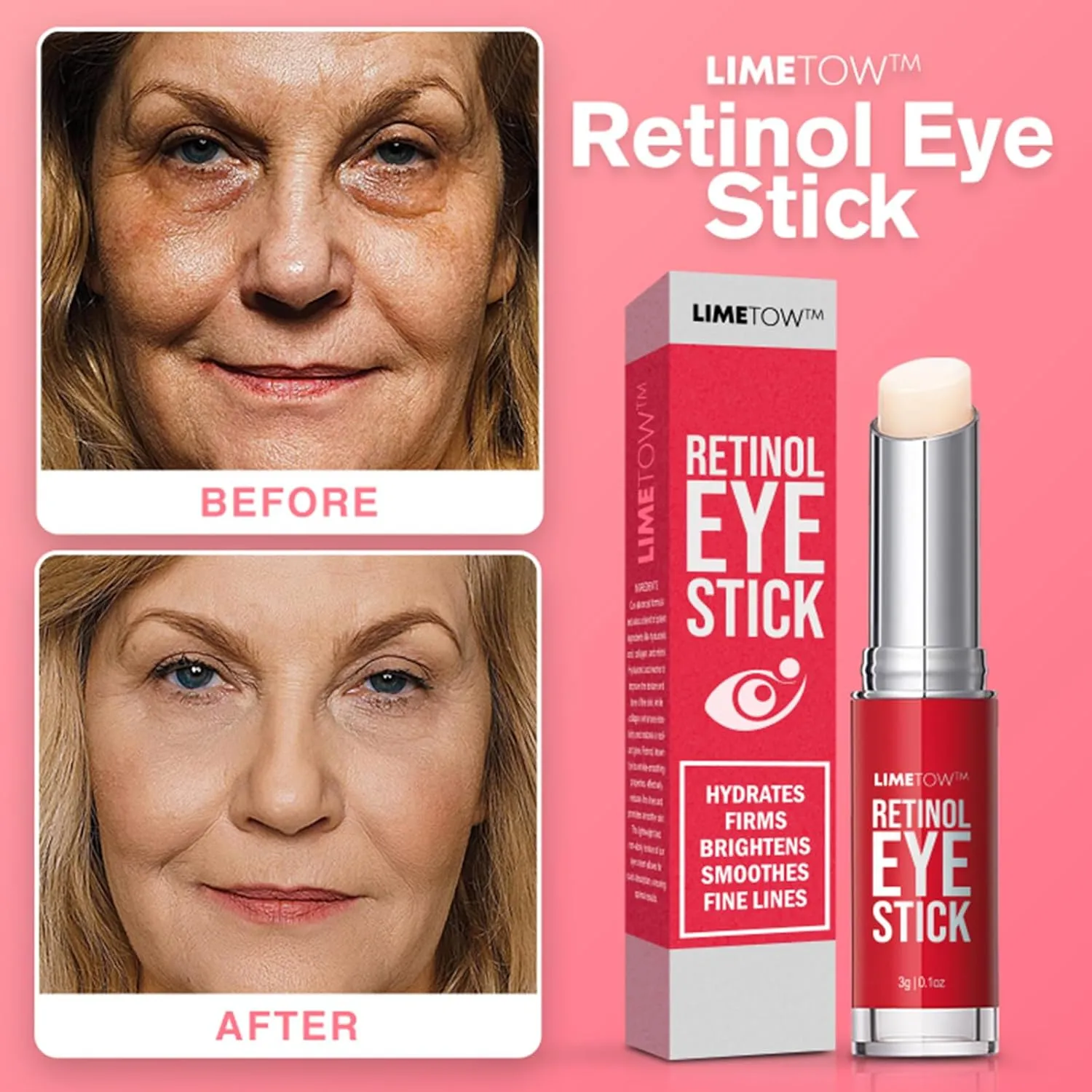 LIMETOW Retinol Eye Stick, Under Eye Cream for Dark Circles, Limetown Eye Cream Anti Aging, Under Eye Corrector Reduces Fine Lines, Wrinkles and Puffiness (2 Bottle)