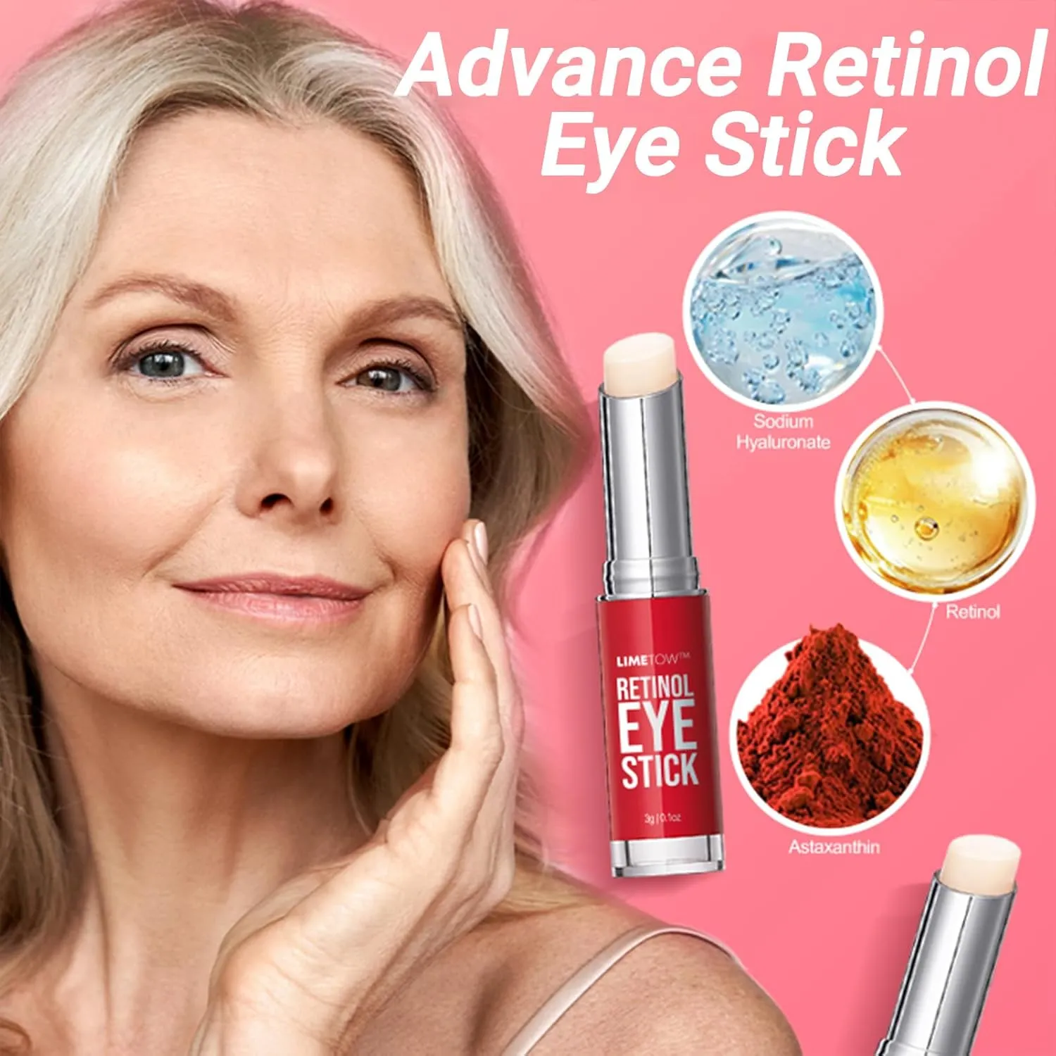 LIMETOW Retinol Eye Stick, Under Eye Cream for Dark Circles, Limetown Eye Cream Anti Aging, Under Eye Corrector Reduces Fine Lines, Wrinkles and Puffiness (2 Bottle)